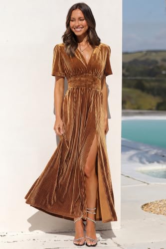 Image of Maxigerui Women's Velvet Maxi Dress Formal Dresses for Wedding Guest Dress
