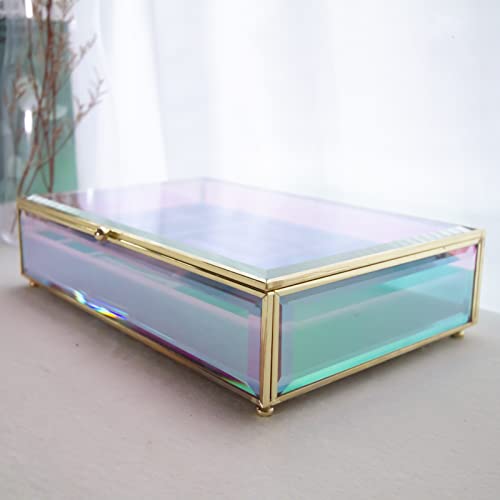 Moosy Life Aurora Borealis Glass Jewelry Box Storage Organizer For Earnings, Rings, Necklace, Pendant, Bracelets (Medium) #TOP5