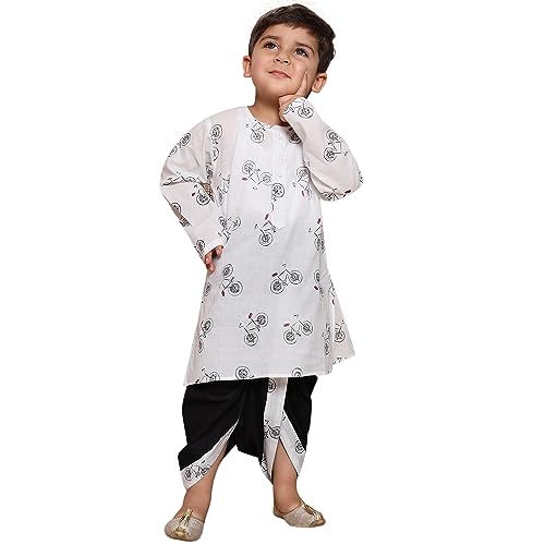 Image of AJ DEZINES Kids Ethnic Wear Pure Cotton Dhoti Kurta Set For Boys
