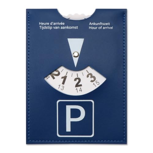HUKUMA Maxi Parkscheibe Auto Aus Weichem Kunstleder Soft-Touch 15 x 11 cm - Aus Leder Gemäß StVO Für PKW LKW Wohnmobile Blau