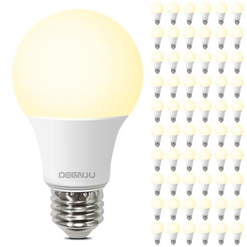 Image of DEGNJU 60 Pack A19 LED Bulbs 60W Equivalent, 8W Soft White 2700K LED Light Bulbs, E26 Medium Base, Non-Dimmable, 800 Lumens, Ideal for Bedroom Living Room