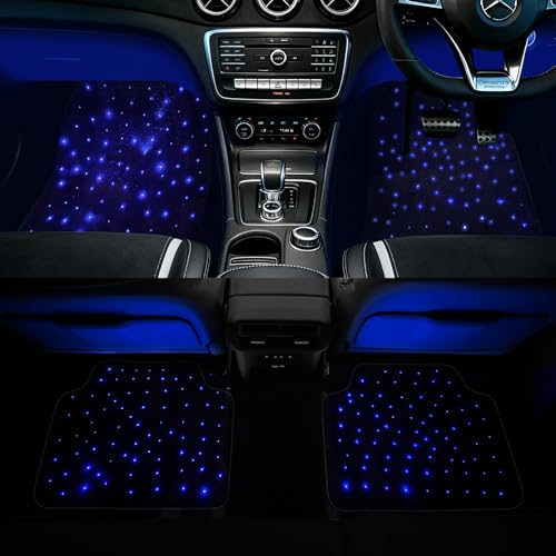 LED 搭載の車用発光フロアマットです。音波感知機能によりライトが音楽のリズムと同期し、音の変化に合わせて発光色が次々と切り替わります、カラーチェンジ発光フロアマット、多色発光車用マット。 全天候仕様の車載スマート発光フットマットとして設計されており、スマートフォンの Bluetooth 専用アプリから操作可能。USB 5V 給電ポートを採用し、一般乗用車、SUV、MPV。 ﻿ (ブラック) [並行輸入品]