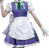 Poetic Walk Anime Touhou Project Cosplay Izayoi Sakuya Costume Lolita Maid Dress Big Bow Halloween Outfit (Purple, XX-Large)