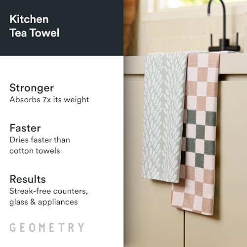 GEOMETRY Kitchen Tea Towels - Quick Dry Microfiber Dish Towels for Kitchen Checkmate CA, 18" x 30" 2-Pack - image 2