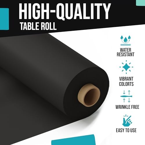 Premium Quality Plastic Table Cover Banquet Rolls 40" X 300' (Black) - Exquisite - 3