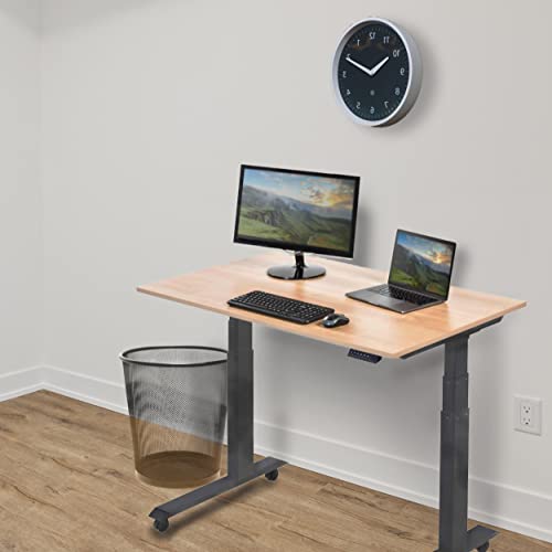Stand Up Desk Store Electric Adjustable Height Standing Desk With Programmable Memory (Charcoal Frame/Natural Walnut Top, 48" Wide) #TOP5