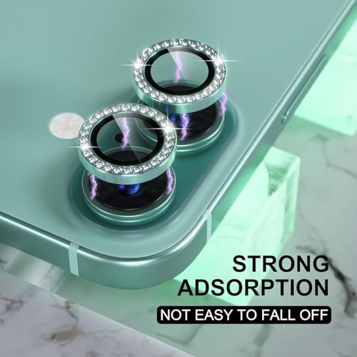 Image of NEXVEU DIAMOND Camera Lens Protector For IPHONE 16 /16 PLUS GREEN UHD 9H Glass, Anti Drop, Scratch Resistant, Case Friendly Camera Guard Removable, Waterproof, Heavy Duty Camera Protector