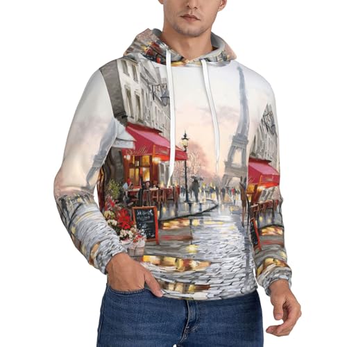 Sweat à capuche décontracté à manches longues imprimé Paris artistique