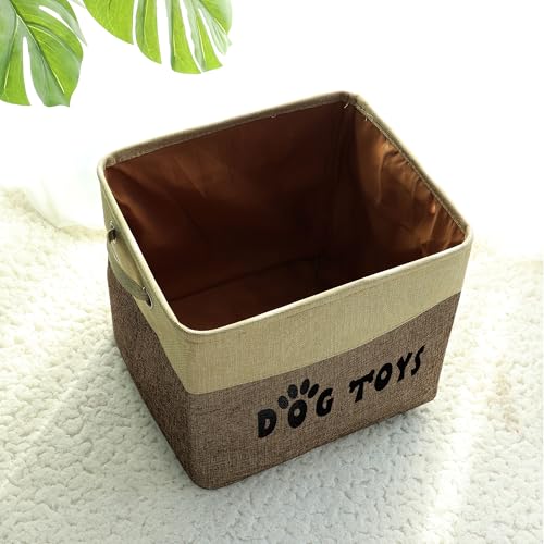 PET ARTIST Large Dog Toy Basket Bin - Rectangular Storage Box Chest Organizer for Dog Toys,Coats,Clothing,Apparel & Accessories & Blanket,Brown,15"x13"x12" - Thumbnail 6