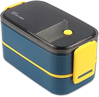 Kisstta Bento Lunch Box for Adult, 2 Layer Leak Proof Bento Box with Utensils, Portion Meal Prep Lunch Container for Kids/Adults, Microwave|Dishwasher Safe Cute Bento Box