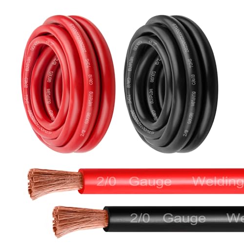 2/0 Gauge Battery Cable 10ft Red & Black Copper Wire