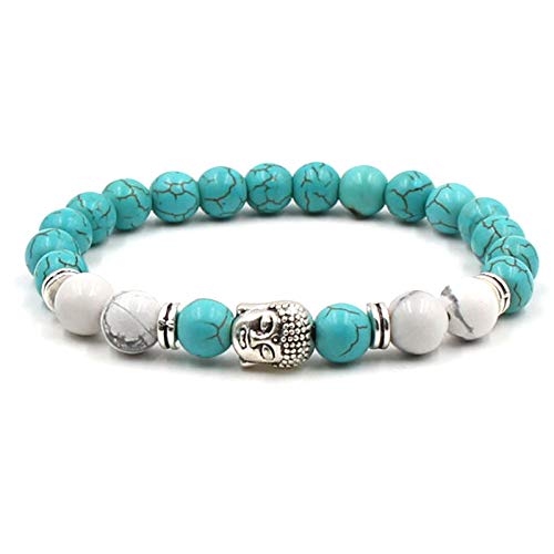 Bracelet de perles en pierre naturelle turquoise 8mm aura yoga élastique