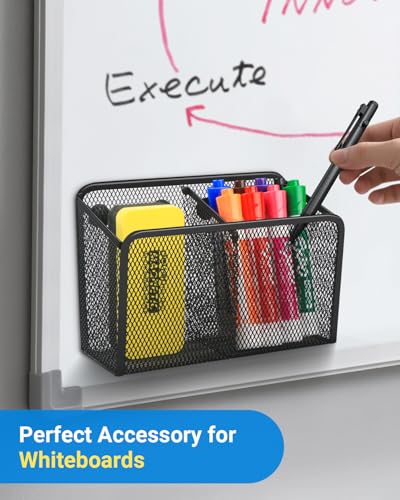 Magnetic Pen Holder, Metal Strong Magnet Pen Cup Magnetic Marker Storage Basket Locker Organizer for Whiteboard Refrigerator Fridge Locker Accessories Classroom Must Haves Teachers School Supplies