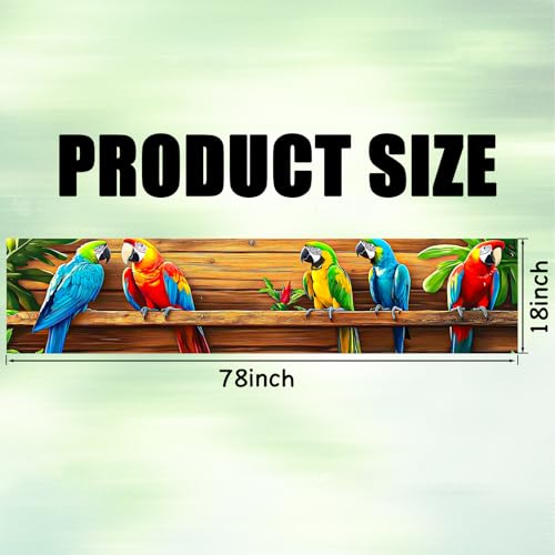 Image of Nuxovilar Tropical Yard Luau Party Decorations Parrot Flowers 78.7 inchx17.7 inch | Welcome Sign Lawn Poster Parrot Flower Decor Tropical Party Backdrop Garden Lawn Yard (Tropical Parrot)