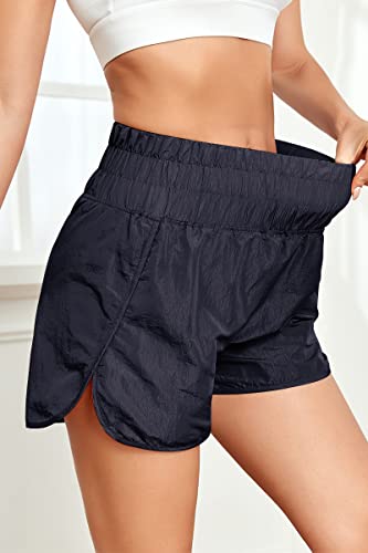 Women's Athletic Shorts High Waisted Casual Summer Preppy Clothes Running Cute Shorts Gym Sports Shorts For Teen Girls Navy Blue #TOP5