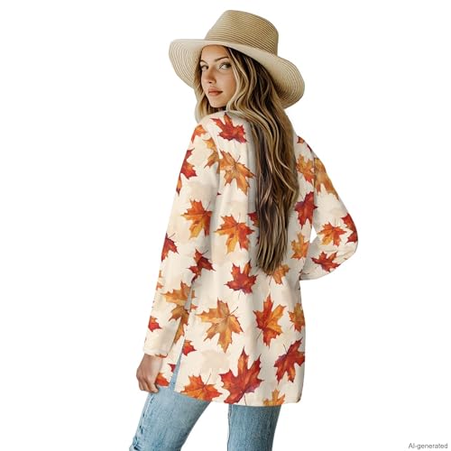 Image of Forchrinse Red Ladybug Cardigan for Women Causal Long Sleeve Open Front Cardigans Sweater Fashion 2024 Fall Coat with Pockets