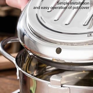 URPIZY Friteuse en acier inoxydable avec couvercle, égouttoir à huile et thermomètre, capacité de 2,2 l/3,2 l, antiadhésive, sans fumée, passe au lave-vaisselle, convient à tous les types de feux