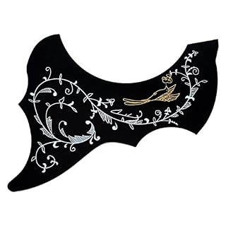 Alice 4260180889383 Pickguard à motif fleuri pour guitare acoustique/classique/folk Noir - Les Beatles, Paul McCartney, John Lennon, RIngo Starr, George Harrison