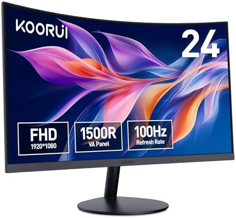 KOORUI Écran PC Incurvé - Dalle VA 23.6 Pouces, Résolution FHD (1...