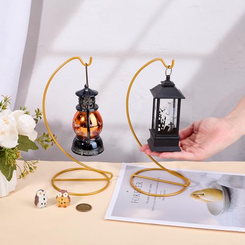 DELORIGIN 2 Stück Ornament Ausstellungsstandhalter Glaskugel Weihnachtskugel Halter Goldener Eisendraht Haken Zum Aufhängen Für Weihnachtskugel Laternen Aufhängen von Luftpflanzen Terrarium Ball Dekor
