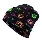 Girls Boys Beanie Caps Chemo Hat, Large Hedging Head Hat Skull Caps for School, Motorcycle, Skate, Fashion Military Tactical Cap Ski Cap (Halloween Pumpkins Skull Bats Moon Bonnets)