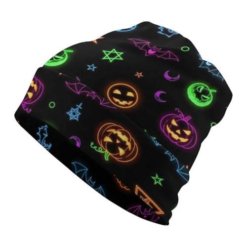 Girls Boys Beanie Caps Chemo Hat, Large Hedging Head Hat Skull Caps for School, Motorcycle, Skate, Fashion Military Tactical Cap Ski Cap (Halloween Pumpkins Skull Bats Moon Bonnets)
