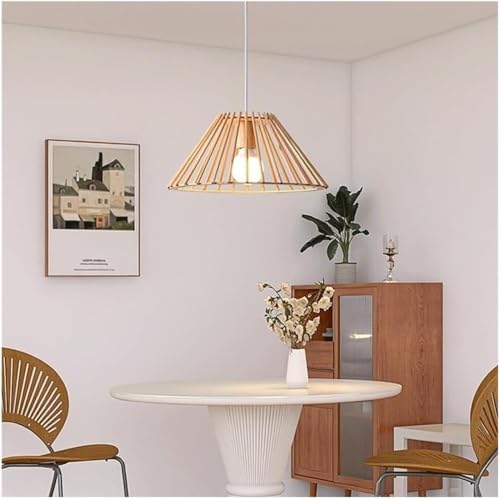 Lámpara de techo de madera E27 colgante ajustable para salón y dormitorio de diseño japonés 5