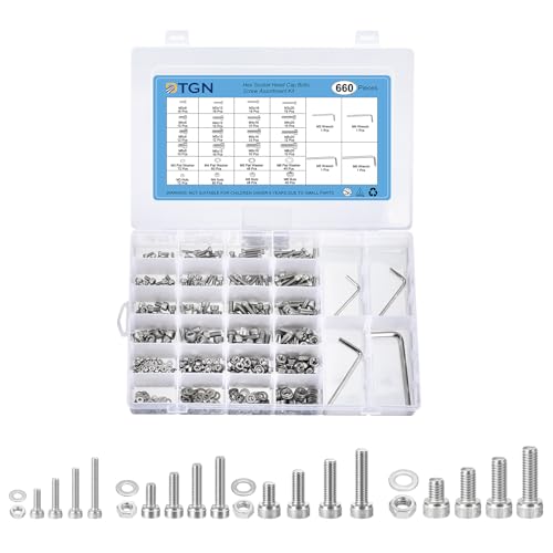 DTGN 660Pcs Metric Screw Assortment, M3 M4 M5 M6 Bolts and Nuts Kit