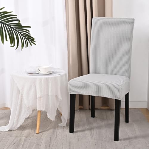 Housses de chaise extensibles de qualité supérieure gris clair - 4