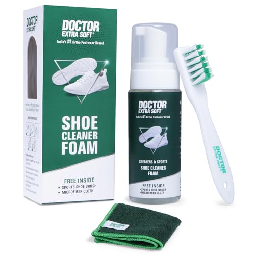 Image of DOCTOR EXTRA SOFT Sports & Sneaker Care Kit | It Includes 150 ml Cleaner, Brush & MicroFiber Cloth| Shoe Foam Quickly Remove Dirt & Stains Shoes Like White /Canvas /Tennis /Trainers /Nubuck /Suede /Loafers