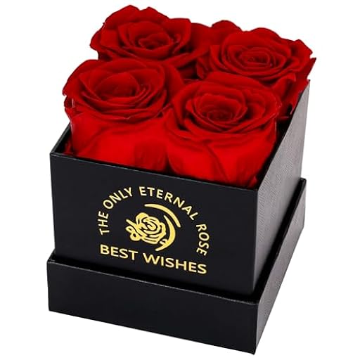 MestectPET Cajas de Rosa Eternas, Caja de Regalo de 4 Rojas Rosas Natural Preservada, Día de San Valentín Aniversario Día de la Madre Cumpleaños Regalo romántico para Esposa Novia Mamá Abuela | Ya disponible en tu tienda friki favorita! En mundofriki.es!