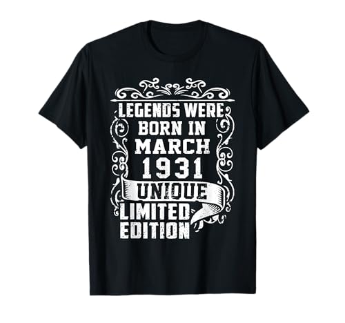 Cumpleaños Marzo 1931 Edición Limitada Regalo March 1931 Camiseta