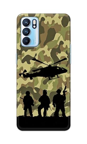 Image of Printed Hard Back Cover Case for Oppo Reno6 5G | Oppo Reno 6 5G Back Cover (Army) -1111