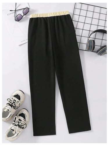 SHENHE Boy's Letter Print Elastic Waist Sweatpants Wide Leg Y2K Pants with Pockets2