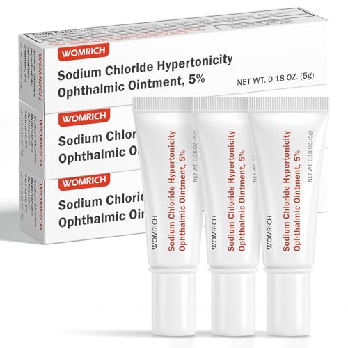 Sodium Chloride Hypertonicity Ointment 5% – Gentle Non-Alcohol Formula for Temporary Corneal Edema Relief, Moisturizing Eye Barrier with Lanolin and Mineral Oil, 0.18 oz (3 Pack)
