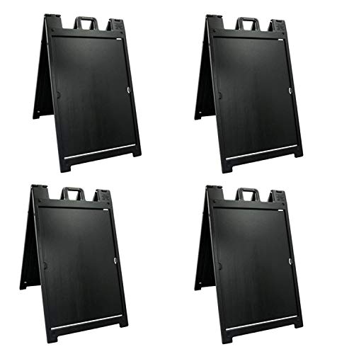 Plasticade 140NSBKBOXED Signicade Deluxe A-Frame Sidewalk Curb Sign Portable Folding Double-Sided Display with Quick-Change System, Black (4 Pack)
