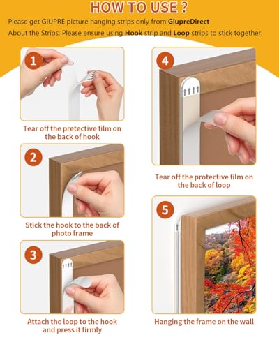 GIUPRE Picture Hanging Strips - 24-Pairs(48 Strips) Wall Sticky for Hanging Pictures on Wall Without Nails, Adhesive Picture Hangers Heavy Duty No Damage - Image 7