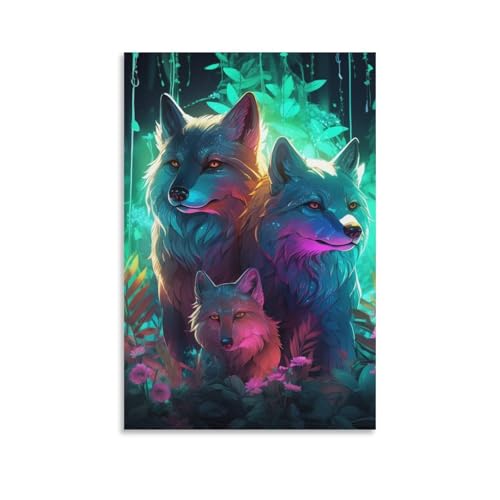 Loup art murale pour créer une ambiance cocooning - Impression sur toile maison 50x75