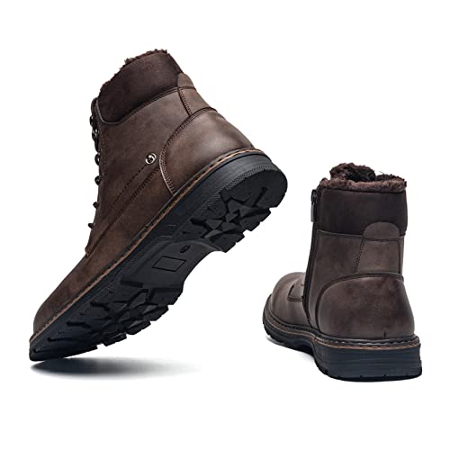 Image of AMAPO Men Oxford Boots, Buckle Dress Boot, Casual Men Boots Lace-Up Side Zipper