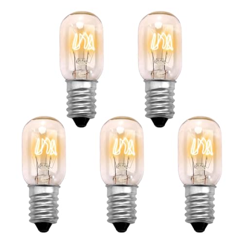 Goerpn 5x Ampoule Frigo 15W E14 Ampoule Lampe de Sel Dimmable Blanc Chaud, Ampoule Hotte Aspirante, 2700K 300 Degré Lampe pou Four, Machine à Coudre,...
