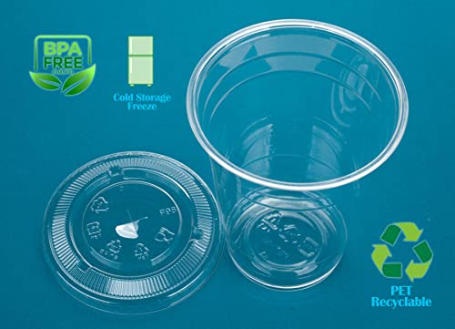 Image of Golden Apple Cup series, 16oz-50sets Clear Plastic cups with Flat lids X hole, BPA Free