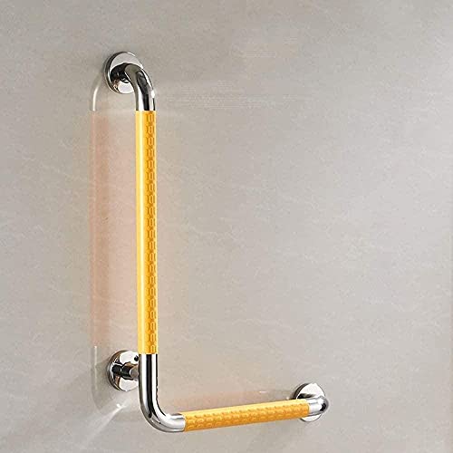 WHLMYH Safety Handrail,L-Shaped Bathroom Safety Bar Rail Grab,Anti-Slip Grip Around Toilet Auxiliary Tools，Suitable for Stairwells, Corridors, Bathrooms, Hotels, Etc,Yellow,Right