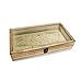 MOOCA Wood Glass Top Jewelry Display Case Accessories Storage, Wooden Jewelry Tray for Collectibles, Pocket Knife Display Case with Metal Clasp and Tempered Glass Top Lid, 2.75 Inch High, Oak