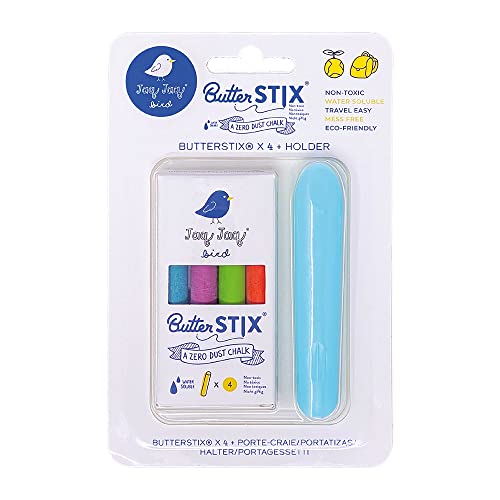 Jaq Jaq Bird 1108067 Lot de 4 craies avec support et canne à beurre