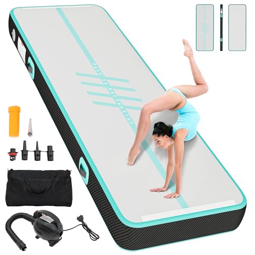 YITAHOME Air Matte Track,3M Tumbling Matte Kohlefaser Seiten Alphabet-Stil mit Luftpumpe 10cm Hoch Tumbling Matte,Aufblasbar Gymnastikmatte Turnmatte für Training/Tumbling/Yoga/Fitness