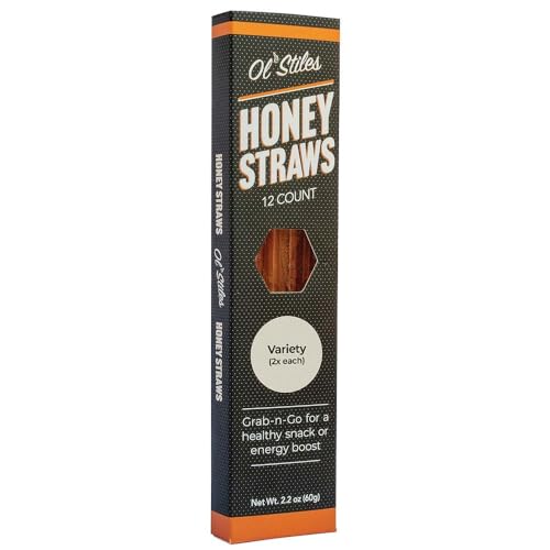 Ol' Stiles Honey Straws Variety - Pure, Raw Honey Sticks Made in the USA, All Natural Flavors - Healthy Snacks for Kids and Adults on the Go.