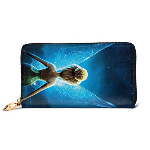 AOOEDM Fée Clochette Et Le Pirate Fée Elfe RFID Portefeuille Blocage en Cuir Véritable Portefeuille Zip Autour Porte-Carte Organisateur Portefeuille d'embrayage Grande Capacité Sac À Main Téléphone S Cover