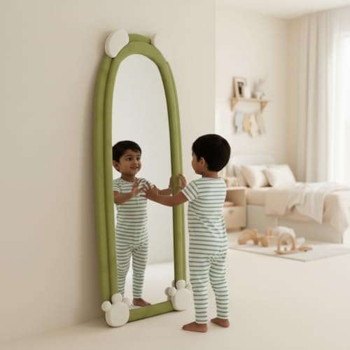 Image of APRODZ Full Length Bear Dressing Mirror | Floor Standing Full Body Mirror with Cute Bear Frame | Decorative Bedroom & Clothing Store Fitting Mirror for Home, Kids Room & Studio