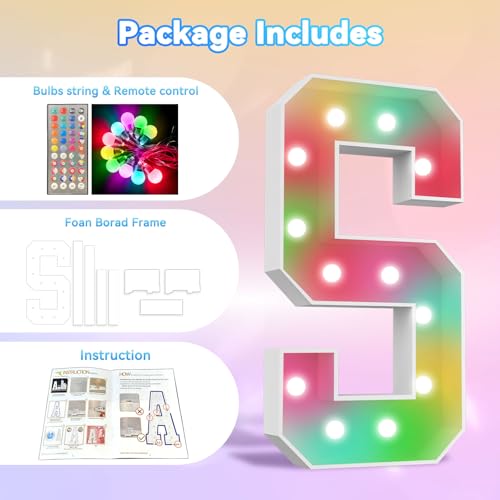 Image of Ledido 4FT Marquee Light Up Numbers 15, 34 Colors Changing Marquee Numbers 4 Feet Tall with Remote, Big 15th Birthday Number, Large Lighted Number for Anniversary Graduation Birthday Party Decoration