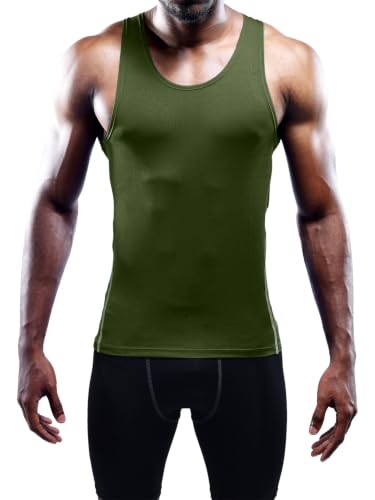 Image of NELEUS Men's 3 Pack Athletic Compression Under Base Layer Sport Tank Top